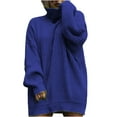 thumbnail image 2 of COSFO Blue Dresses for Womenfall Turtleneck Long Sleeve Solid Casual Mini Dresses Knit Loose Sweater Dresses, 2 of 6