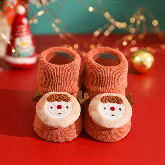 AURIGATE Clearance! Baby and Toddler Socks Toddler Boys Girls Christmas Socks Breathable Kids Non-slip Thicken Indoor Toddler Shoes