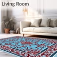 thumbnail image 2 of ODIKA 8'x10' Machine Washable Non-Slip Area Rug, Floral Vinework Motif with Art Nouveau Inspiration High Traffic Rug with Pad, Blue, 552594, 2 of 8