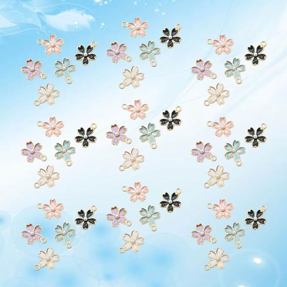 Soimiss 50 Pcs Mini Flowers Charms Assorted Color Earring Component for DIY Craft Enthusiasts
