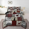 thumbnail image 3 of Homewish Rustic Dog Duck Bedding Comforter Set for Men, Jungle Hunting Twin Comforter Sets, Vintage Grey Red Patchwork Reversible Bedding Set, Breathable Home Decor, 2 Pieces, 3 of 8