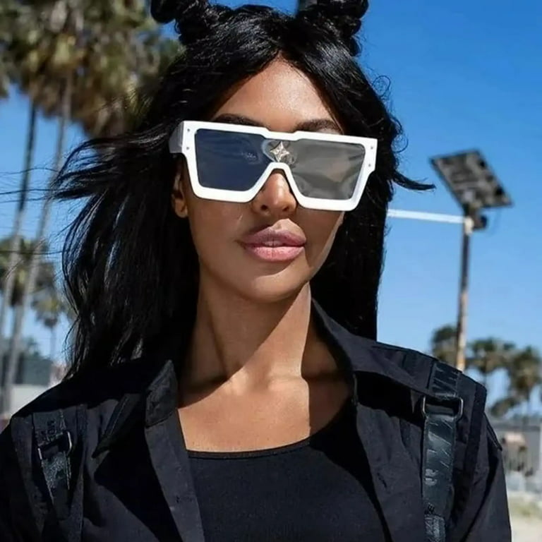 NULOOQ Retro Millionaire Sunglasses for Women Men Vintage Fashion Flat Top Thick Frame Square Sun Glasses
