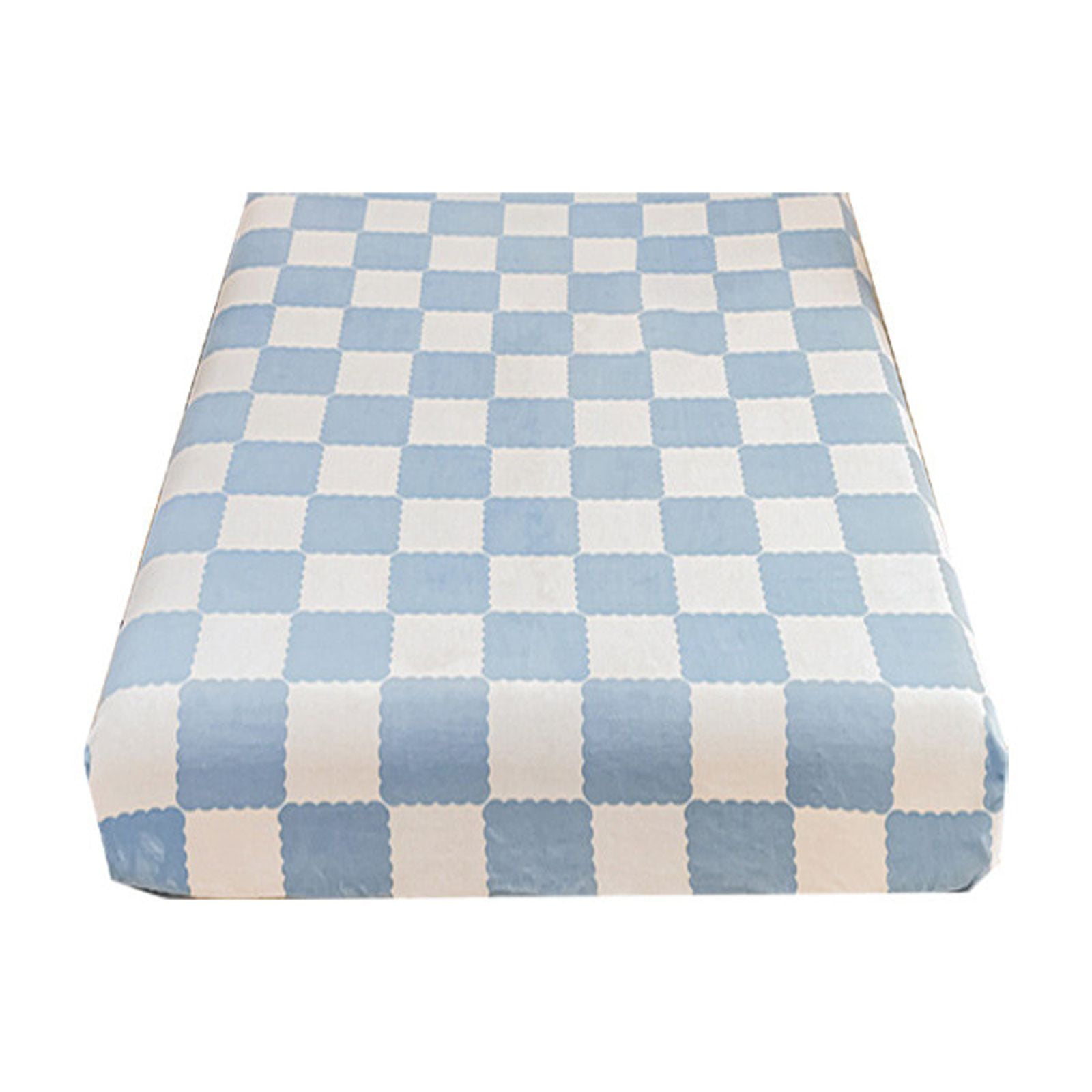 Quilted Fitted Sheet Winter Warm, Checkerboard Pattern Mattress Protector – Breathable Non-Slip Pocket Design, Soft Polyester Bed Cover for Care Bed, Home or Guest Room