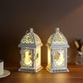 thumbnail image 4 of Set of 2 Vintage Decorative Lanterns 7.5''H Battery-Operated Metal Hanging Lanterns with Fairy String Lights, 4 of 9