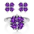 thumbnail image 2 of Gem Stone King 3.41 Ct Heart Shape Purple Amethyst 925 Sterling Silver Ring and Earrings Jewelry Set (Size 5), 2 of 3