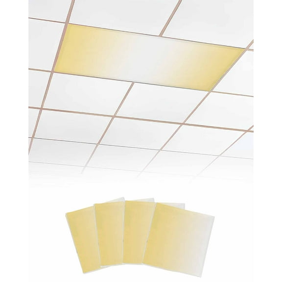 Yellow Ombre Fluorescent Light Covers for Ceiling Lights 4x2 feet, 4 Pack Magnetic Light Filters for Classroom, Modern Gradient Abstract Art Fluorescent Light Shade Panel for Office School Drop Home