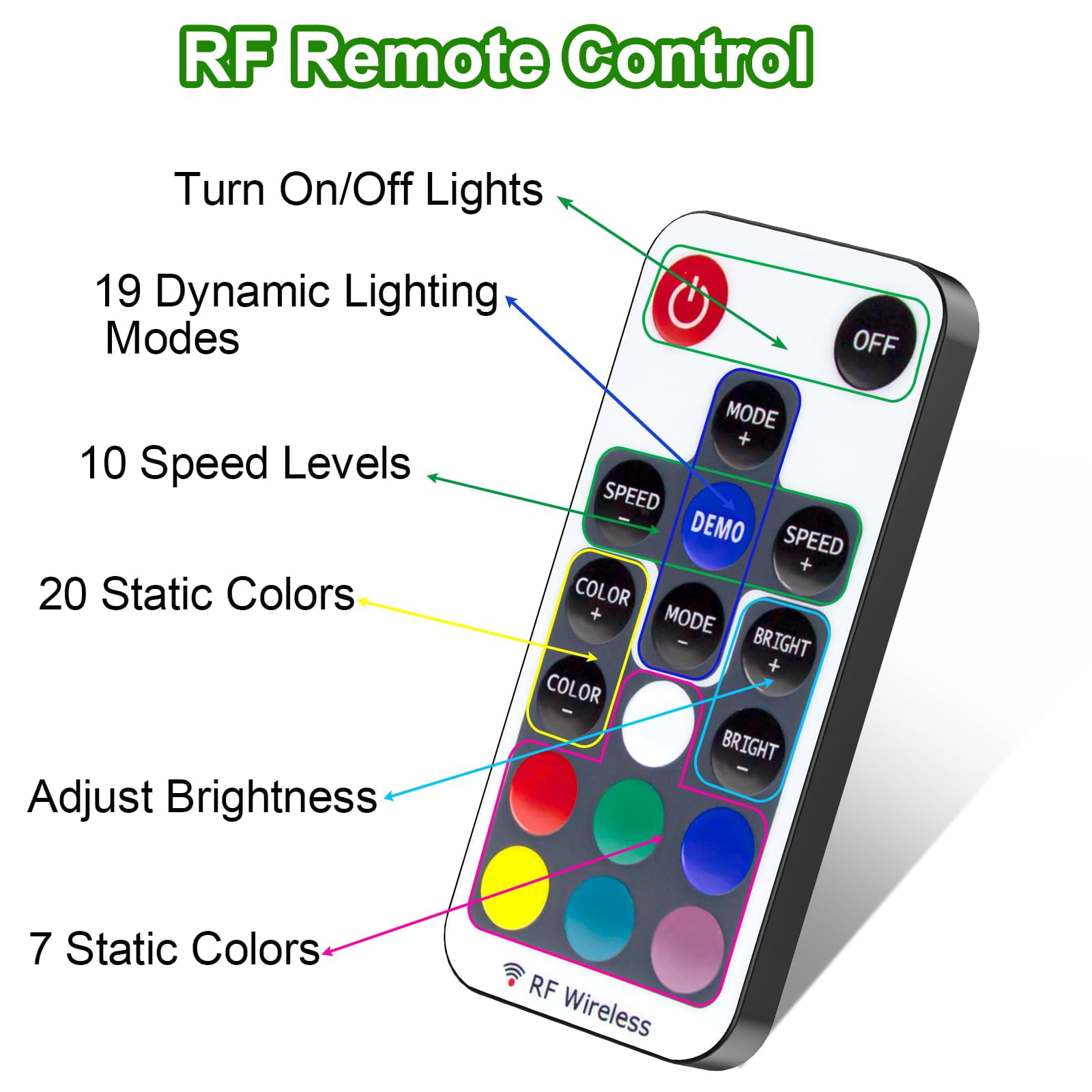 Dimmable RGB Puck Lights with Remote Control - 8-Pack Under Cabinet & Display Case Lighting with 20 Color Changing Options for Kitchen