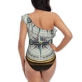 thumbnail image 5 of Sikiie Magnetic Old Compass On World Map Print Women One Piece Swimsuits Tummy Control One Shoulder Bathing Suits Ruffle Swimwear, From S to XXL-XX-Large, 5 of 6