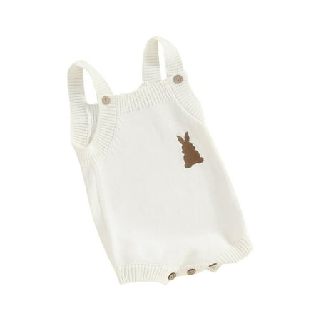 

Infant Baby Girls Boy Easter Knitted Jumpsuit Summer Cute Bunny Pattern Sleeveless Romper