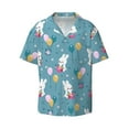 thumbnail image 2 of Lsque Rabbit And Balloon print Men's Cuban Collar Short Sleeve Shirt Summer Beachwear Casual Button Down Fashionable Vacation Leisure Shirt-XX-Large, 2 of 7
