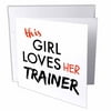 3dRose this girl loves her trainer black and red lettering, Greeting Cards, 6 x 6 inches, set of 6