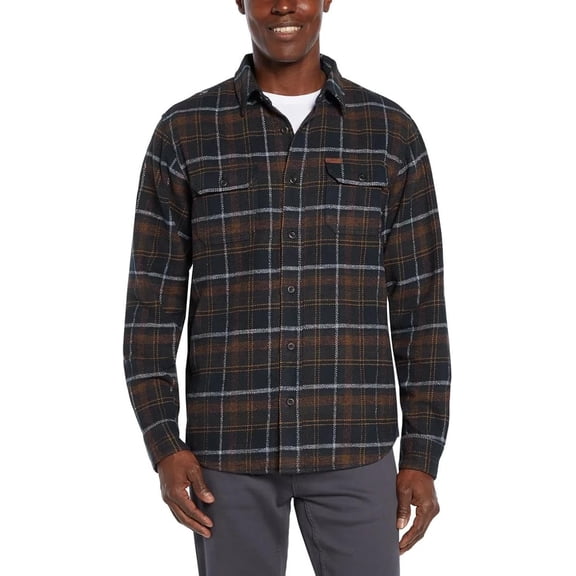 Orvis Men’s Spread Collar Flannel Shirt (Blue/Brown, 3X-Large)