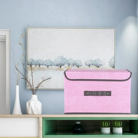Infidev Clothes Storage Foldable Storage Box with Lid 2Pcs (Large + Small) Fabric Storage Box with Lid Closet Storage Box Room Organization Office Storage Toy Storage Pink