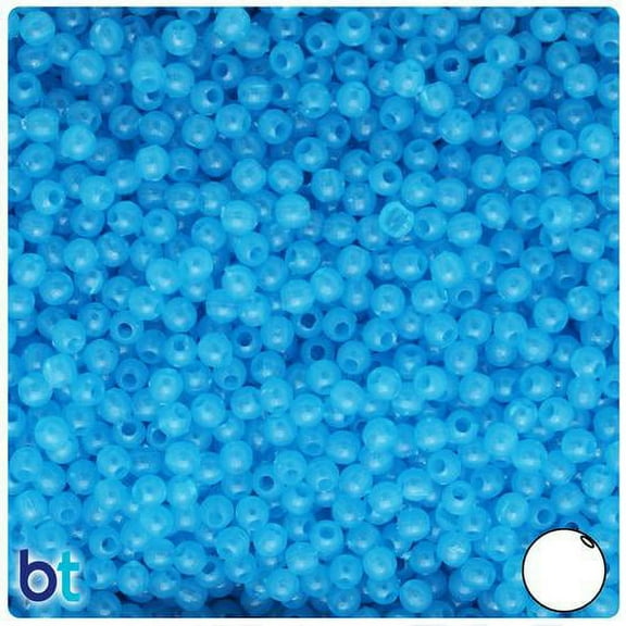 BeadTin Blue Glow 4mm Round Plastic Beads (1000pcs)