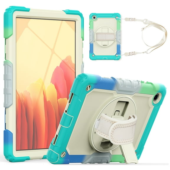 Galaxy Tab A7 10.4" T500 Case with Screen Protector, T500 T507 T505 Case, Allytech Rugged Hybrid Kickstand Hand/Shoulder Strap Kids Proof Full Protection Cover for Samsung Galaxy Tab A7 10.4",Skyblue