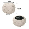 thumbnail image 4 of Round Ottoman, 29.5" Tufted Velvet Coffee Table Footrest, End Table for Living Room Bedroom, Beige, 4 of 11