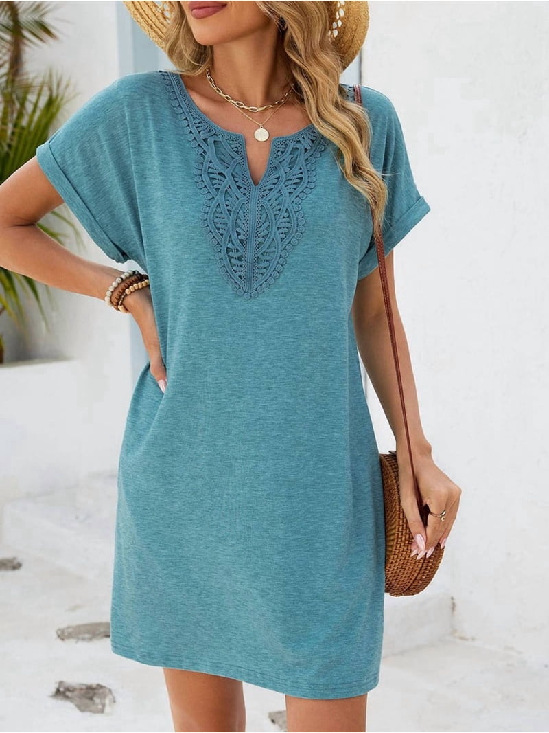 turquoise boho dress Boho Maxi Wrap Dress Flowy Turquoise Sundress for Summer Isla, green / S