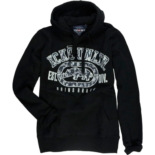 Ecko Unltd. Sudadera con capucha Rhino Arch Popover para hombre, negra, grande
