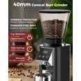 thumbnail image 2 of Tuni G1-N Conical Burr Coffee Grinder, 48 Grind Settings Anti-static Burr Mill, Precision Electronic Timer and LED Touchscreen for Espresso/Drip/Cold Brew/French Press, Stainless Steel, Black, 2 of 6
