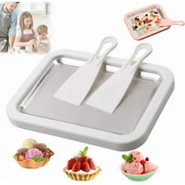 At-Home Rolled Ice Cream Maker Kit, Portable Instant Rolled Icecream Maker Machine Tray, DIY Freeze Dessert Board with 2 Scrapers, Stainless Steel Ice Cream Makers Tray for Fun Freezer Desserts