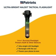 4Patriots Emergency Solar Powered Tactical Flashlight - 9-in-1 Multi Function Ultra-Bright Flashlight with Safety Hammer Seat Belt Cutter Compass for Hiking Camping