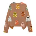thumbnail image 2 of YVNAURA Women‘s Halloween Knitted Pullover Sweater Funny Pumpkin Graphic Crewneck Outfit Cozy Warm Fall Winter Spooky Season Top Casual Daily Wear 1 Pack, Brown,XXL, 2 of 7