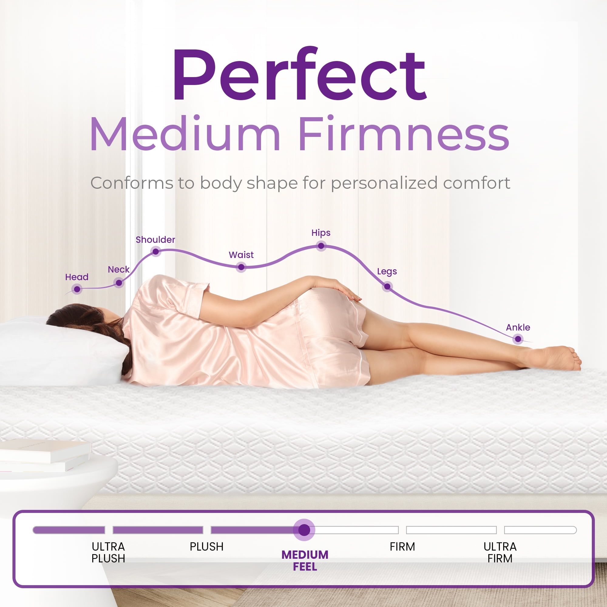 GAESTE 8 Twin Memory Foam Mattress, Cooling Gel, Medium Firm Support, Pressure Relief, Breathable Cover, Mattress in a Box, Adult and Child
