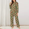thumbnail image 2 of Haiem Geometric Watermelon Pattern Women’s Long-sleeve Sleepwear,Sleepwear Set,2-piece Loungewear Set,Soft PJs Comfy Nightwear with Pockets-Medium, 2 of 7