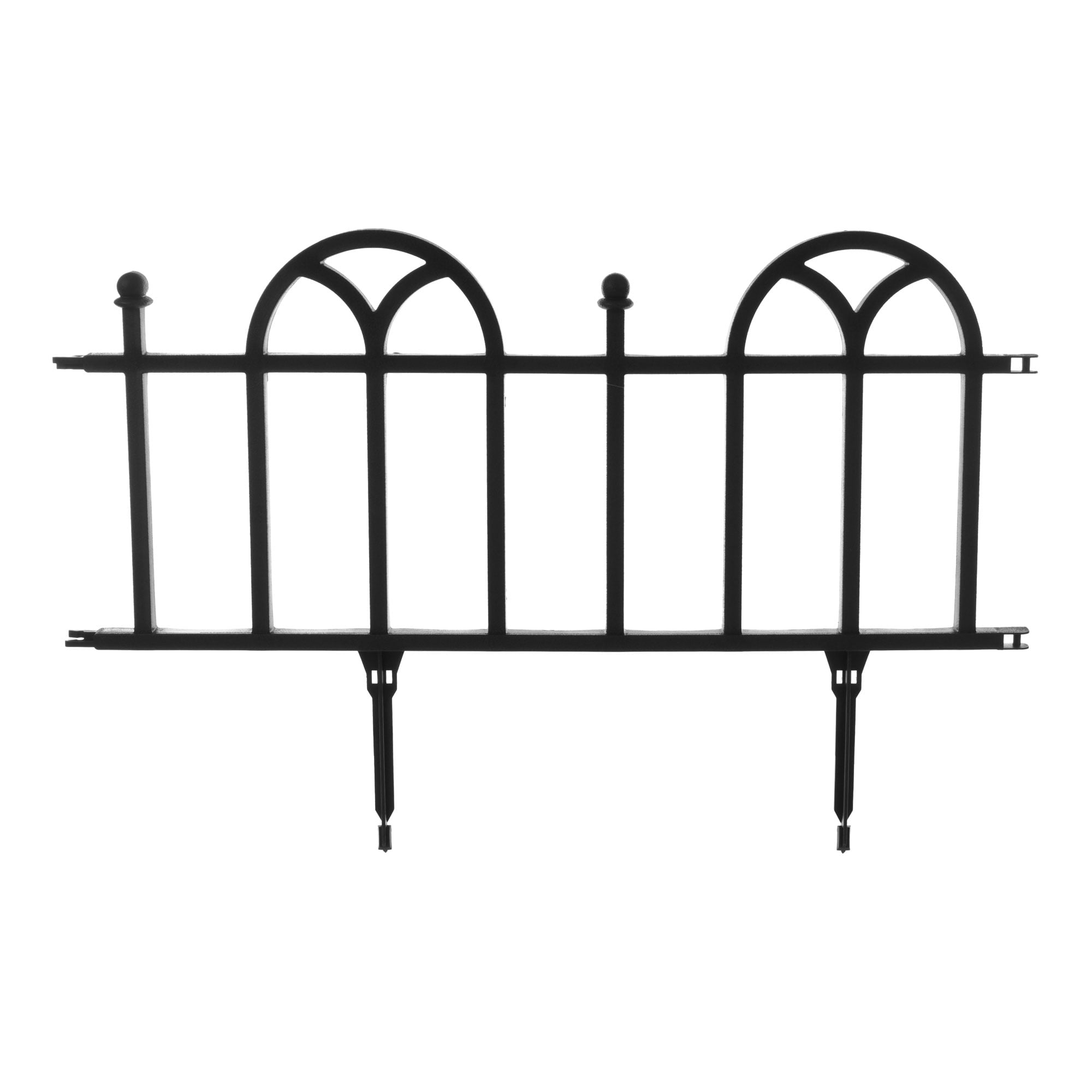 Pure Garden 4-Piece Flower Bed Edging - Interlocking No-Dig Fence (Black)