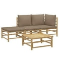thumbnail image 3 of vidaXL 4 Piece Patio Lounge Set with Taupe Cushions Bamboo, 3 of 9