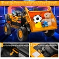 thumbnail image 3 of 12V 10AH 2-Seater XL Kids Ride on Truck Electric Toy Car with Electric Dump Bed, Parents Remote Control Kids Car Tractor Toys Ride-on Dump Truck for Boys and Girls Ages 3+, Yellow, 3 of 6