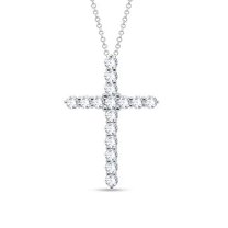1CT Natural Diamond I-J SI1 Round Cross Pendant 10K White Gold for Women for Special Occasion