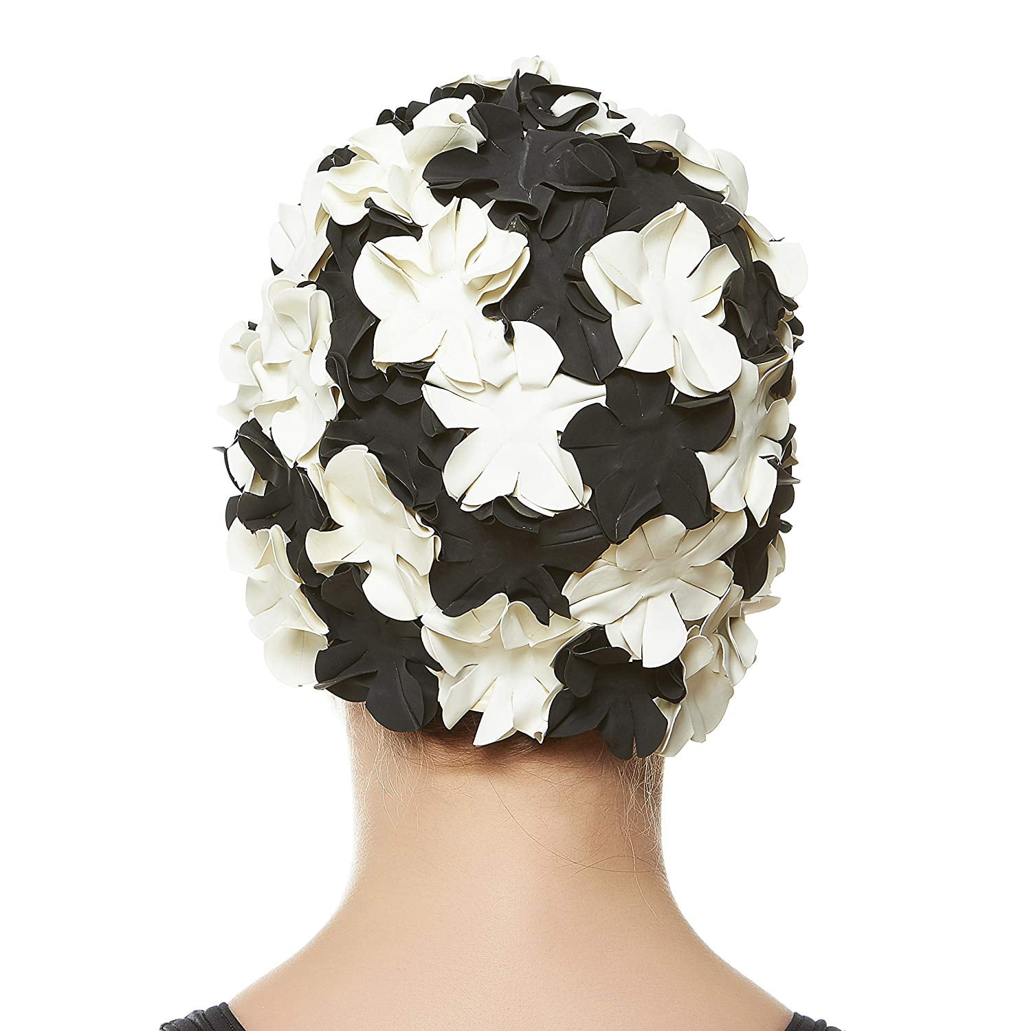 Beemo Floral Petal Swim Cap for Women – Retro Style Vintage Bathing Cap Swimming Hat for Long and Short Hair