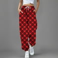 thumbnail image 3 of Pantalones deportivos Gibobby para mujer con estampado y cordón Rojo XL, 3 of 4
