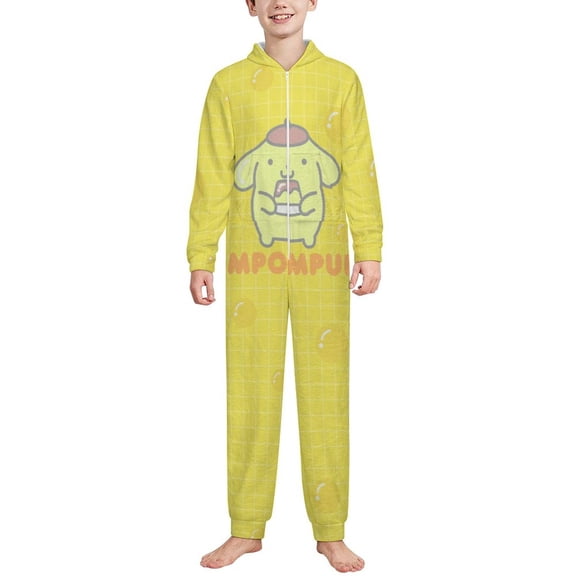 Pompompurin Hooded Union Suit Pajama Soft Comfy PJs Sleepwear