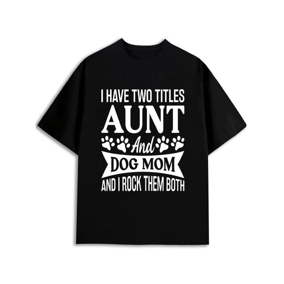 Greenink Aunt & Dog Mom T-Shirt for men t shirts black gifts short Breathable fabric, crew neck, short sleeves Classic Unisex Shirt Graphic Tee tshirts