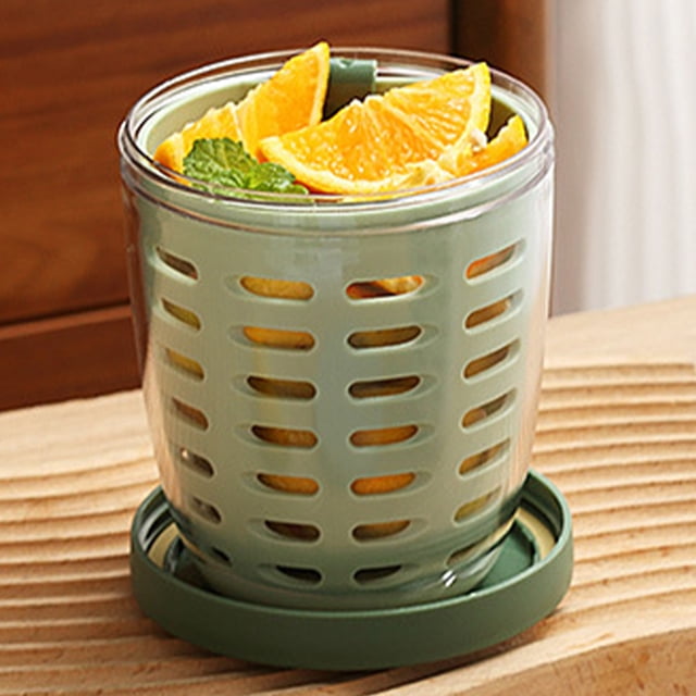 Taza mezcladora de comida para ensalada Keep Fit con drenaje de doble capa con tenedor y tapa para llevar