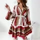 thumbnail image 5 of Vestido de falda de pastel bohemio de manga larga con volantes y cuello en V a la moda para mujer Wmkox8yi  FGJ785, 5 of 8