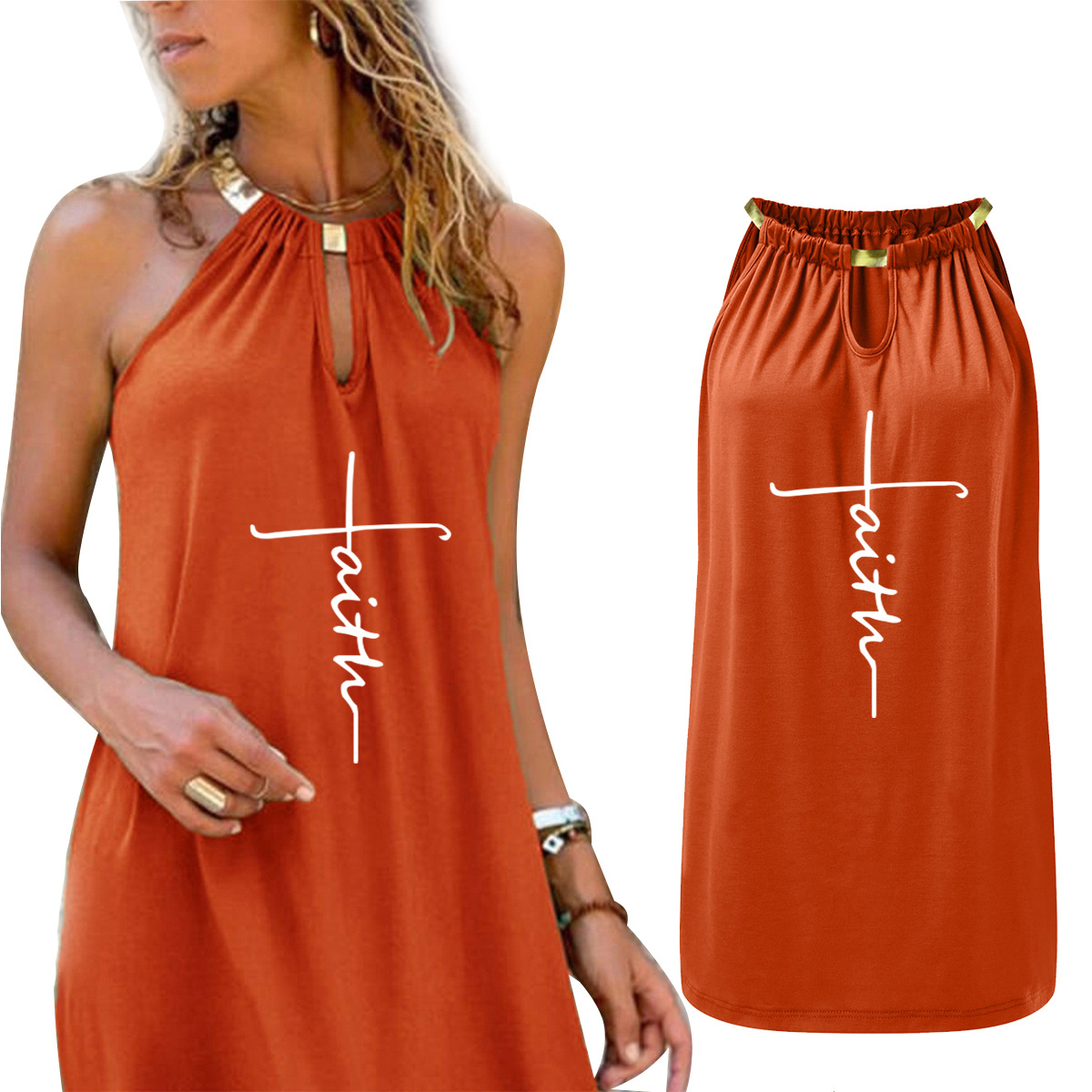 walmart orange dress