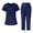 Dark Blue, variant on JULMCOMO Scrubs for Women Set Notch Neck Solid Casual Medical Work Nurse Scrubs Short Sleeve Hospital Easy Care Uniforms with Multi Pockets Hot Pink 2XL