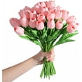 10pcs Tulips Fake Pink Artificial Flowers Real Touch 14" Silk Flower for Home Decor Wedding