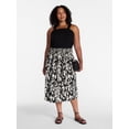 thumbnail image 2 of Time and Tru Women's Smocked Waist Cotton Midi Skirt, Sizes XS-XXXL, 2 of 6