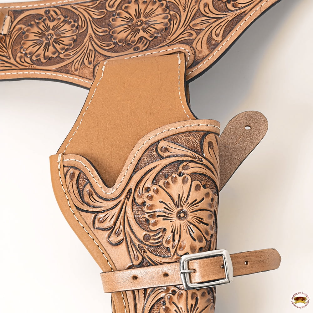 46 In Leather Gun Holster Hilason Western Right Hand Rig 38 Cal Cowboy