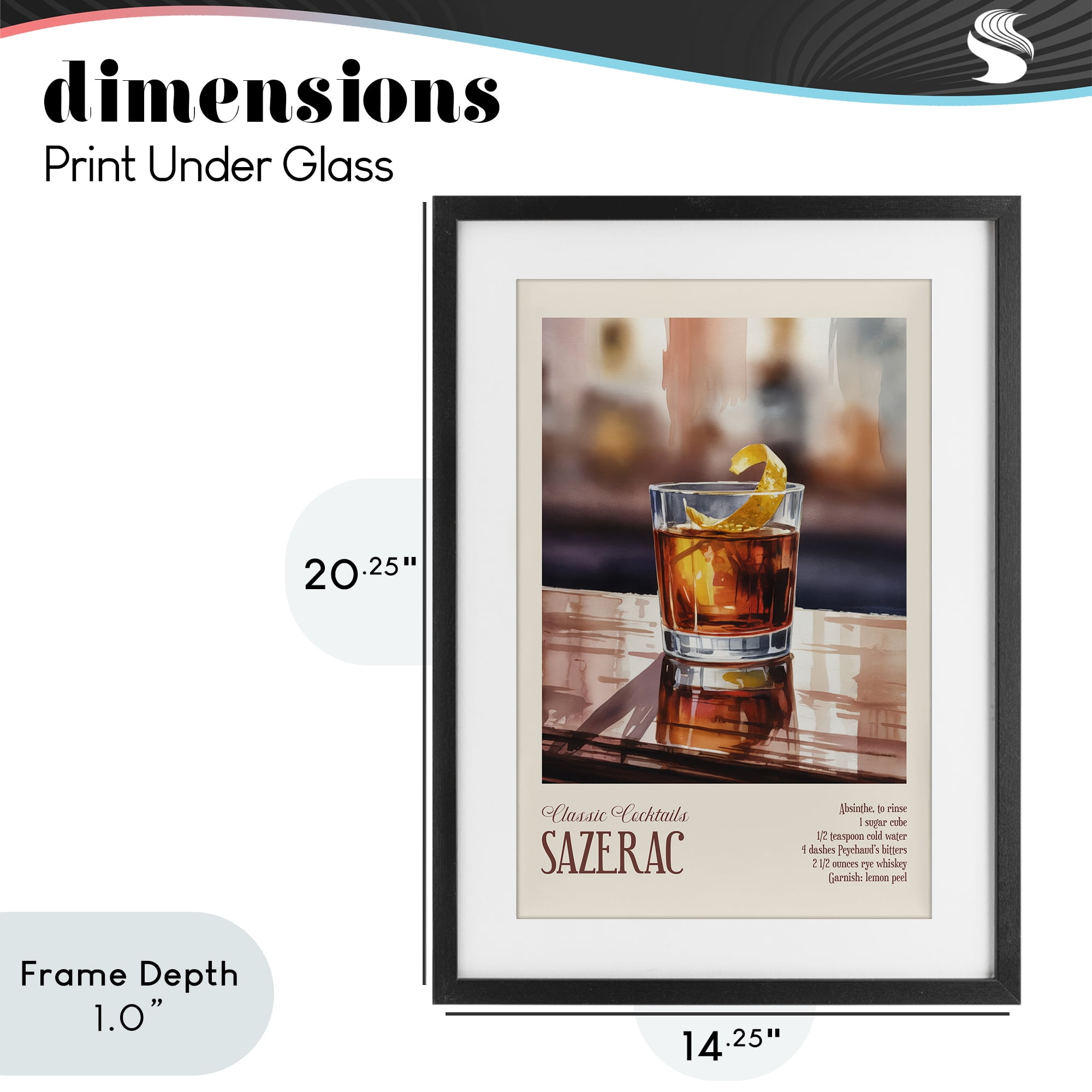Stupell Industries Sazerac on Reflective Surface Black Framed Print Under Glass, design by Andreas Magnusson