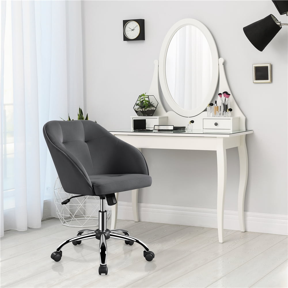 Alden Design Modern Velvet Adjustable Swivel Office Chair, Gray