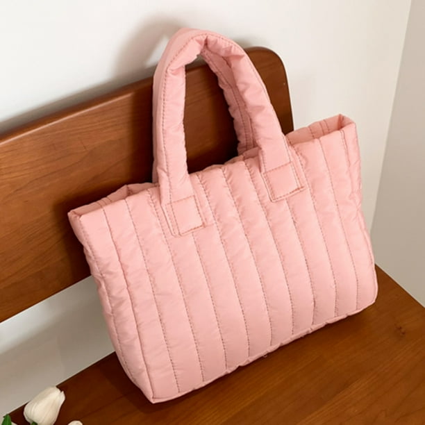 Bolsas acolchadas con asa superior Bolsa acolchada de algodón informal para vacaciones de fin de semana (rosa) Sywqhk Para Estrenar