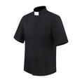 thumbnail image 3 of YONGHS Men's Stand Collar Clergy Shirt Short Sleeves Priest Pastor Minister Preacher Dress Shirt Black 3XL, 3 of 4