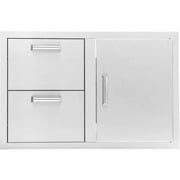 BBQGuys Signature 32-Inch Stainless Steel Reversible Access Door & Double Drawer Combo - Contempo