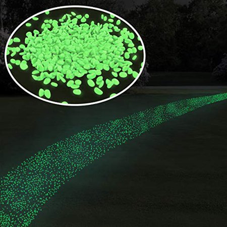 Pure Garden 50-LG5074 Garden Stones-500 Count Dark Solar Pathway Pebble Lights-Decorative Glowing Rocks for Flower Beds, Walkways, Patios (Green), 500