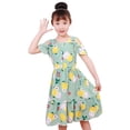 thumbnail image 2 of Nmnitkp Girl Dresses High-Quality Fabric,Dresses for Girls Summer Children's Little Girl Floral Medium-length Sleeveless Printed Suspender Beach Dress Green,7 Years, 2 of 3